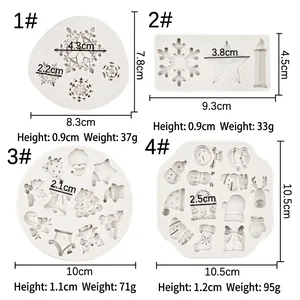 Set mit 4 Silikonformen für Weihnachten mit Weihnachtsmann und Schneeflocken zum Backen