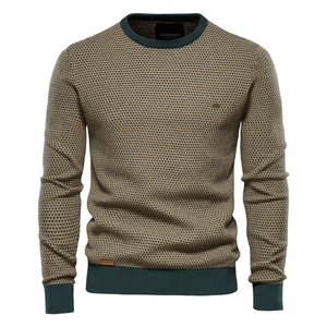 Herren Strickpullover Rundhalsausschnitt Langarm Wabenmuster Baumwollmischung Slim Fit Lässiges Oberteil
