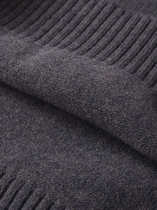Detail of soft charcoal grey ribbed knit texture with fine fiber and elegant folds