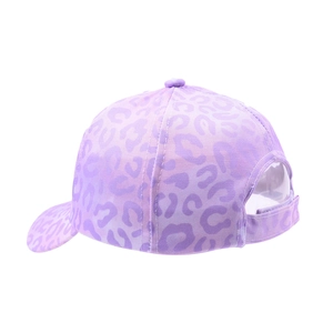 Fashionable purple leopard print kids baseball cap with adjustable strap for sun protection