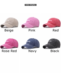 Griglia di cappellini da baseball in cotone lavato in sei colori con ricamo