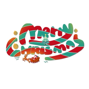 Red and green Merry Christmas window stickers with Santa, reindeer and golden stars