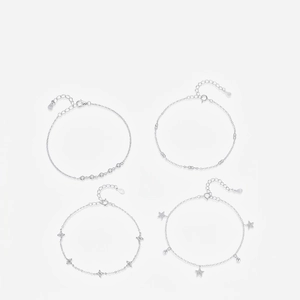 925 Sterling Silver Bracelet For Women With Star Clover Charm Sparkling Zirconia Minimalist Elegant Jewelry