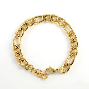 Pulsera De Cadena Figaro De Acero De Titanio Chapado En Oro De 18K Estilo Hip Hop Punk Para Hombres Mujeres Joyería