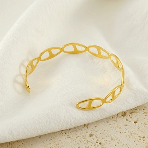 Bracelet jonc vintage doré motif nez de porc en acier inoxydable pour femme