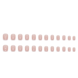 Pink glitter French tip press-on nails with 24 pieces of short round fake nails
