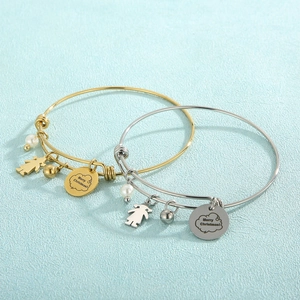 Bracelets à la mode en acier inoxydable or et argent avec breloques de Noël pour filles