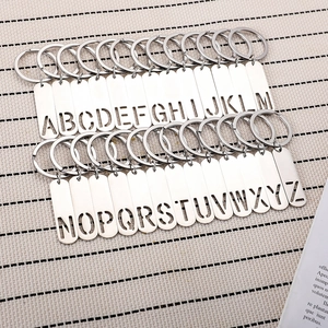 Stainless Steel Alphabet Keychain Hollow Letter Long Strip Tag Bag Pendant Jewelry Gift For Students