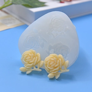 Three-hole 3D rose flower silicone mold for DIY cake decorating and resin craft making