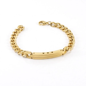Stainless Steel Cuban Link ID Bracelet For Couples Heart Hollow Out 18K Gold Plated Fashion Jewelry Men Women