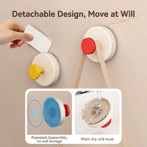 Reusable vacuum suction hook with heavy duty design for bathroom and door storage