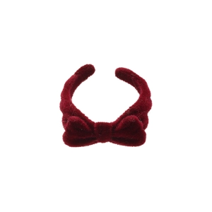 Elegant wine red velvet bow open ring for women with vintage minimalist style and soft texture