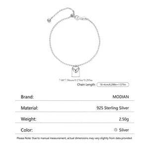 Minimalist 925 sterling silver bead chain bracelet featuring a polished heart pendant