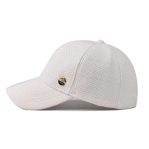White baseball cap with scorpion embroidery and textured waffle knit fabric details