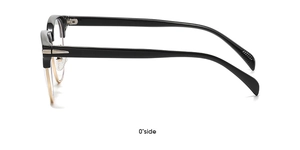 Side view of semi-rimless TR90 polarized sunglasses in black and gold metal finish
