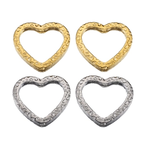 Hollow Heart Charms Hammered Texture Stainless Steel 18K Gold Plated Pendants For DIY Earring Jewelry Making Accessories