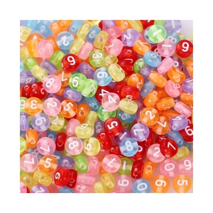 Colorful translucent acrylic alphabet beads with numbers 0-9 for DIY jewelry making