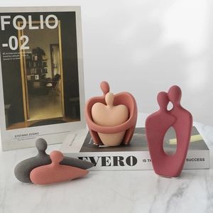 Abstract Couple Character Ceramic Ornaments Modern Minimalist Home Decor Sculptures Frosted Matte Art Figurines