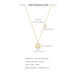 925 Sterling silver flower necklace with white shell and AAAAA zircon in gold finish