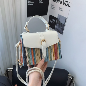 Borsa a Tracolla Intrecciata da Donna Colore a Contrasto in Pelle PU Patchwork Borsa Quadrata Piccola Borsa a Spalla Intrecciata a Mano