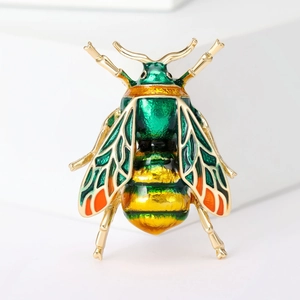 Fashionable alloy enamel bee brooch with golden finish for suits and shirts accessories
