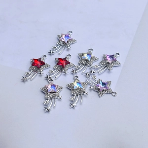 Sparkling star-shaped pendants with colorful crystals for DIY jewelry making and crafts