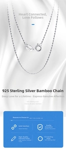 Macro shot of 925 sterling silver bamboo chain necklace featuring Italy S925 hallmark stamp