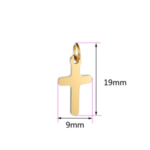 Pendentif croix en acier inoxydable doré poli 19mm pour colliers de bijoux DIY
