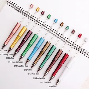 Set of 10 metallic DIY beaded pens with gradient pearl finishes in various bright colors