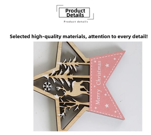 Pendentif de Noël en bois en forme d'étoile avec renne découpé au laser et texte de Noël