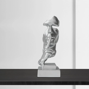 Silence Is Golden Abstract Face Sculpture Resin Modern Nordic Figure Statue Home Office Desk Decor Ornament
