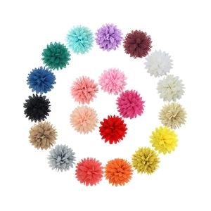 Top view of 20 colors of 11cm lace chiffon sunflower mesh flowers for hats and hair accessories