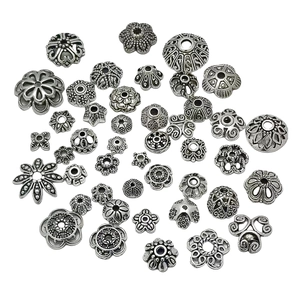 Diverses calottes de perles évidées en argent antique pour bracelets et bijoux DIY