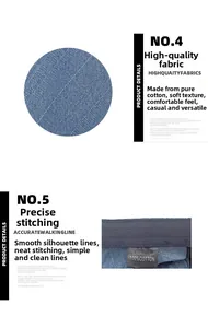 Dettaglio in denim 100% cotone con cuciture di precisione e consistenza morbida