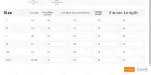 Size chart for men's vintage jacquard half-zip sweatshirt showing S to XXXL measurements