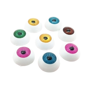 Set of 8 colorful 20mm round BJD doll eyes with realistic texture on a white background
