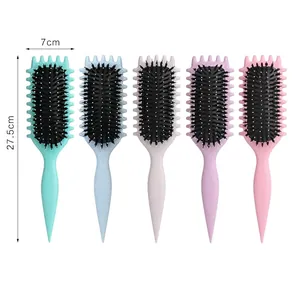 Five-piece set of macaron-colored long handle defining brushes with pointed tail design