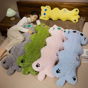 Long Cat Plush Body Pillow Soft Rabbit Hair Fabric Wave Shape Sleep Cushion For Bed Home Decor Removable Washable Zipper