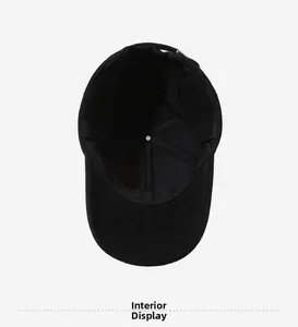 Detailed view of the warm fleece lining and sturdy stitching on a black winter baseball cap