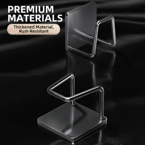 Gunmetal wall-mounted kitchen lid rack and cutting board holder in stainless steel