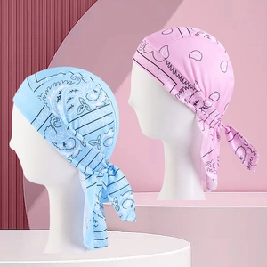 Paisley Pirate Hat Durag Cap Polyester Elastic Long Tail Headwrap For Men Women Sports Cycling Hip Hop Headwear