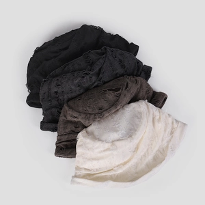 Distressed knit bucket hats in four colors with frayed edge and vintage nomad style