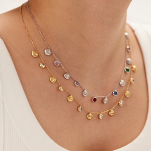 Pendant Necklace Stainless Steel 18K Gold Plated Shell Colorful Zircon Inlay Elegant Ins Style Jewelry For Women