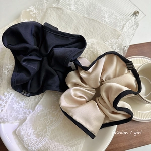 Ensemble de chouchous géants en satin de style français, noir et champagne pour femme