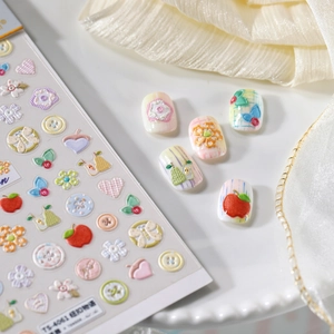 Adesivi Per Unghie In Rilievo 3D Motivo Bottoni Frutta Fiori Decalcomanie Autoadesive Per Manicure Fai Da Te Colore Macaron Dolce