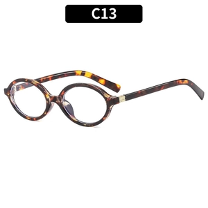 Retro oval tortoiseshell anti-blue light glasses frame shown from a 45-degree angle