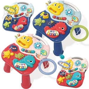 Multifunctional 2-in-1 baby activity table with musical keys in red and blue colors