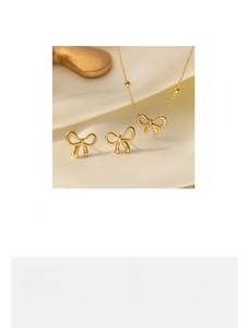 Detailed size chart for the bowknot titanium steel necklace and earrings jewelry set