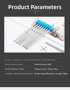 Detailed view of 7cm metal ballpoint refill with 1.0mm tip for crystal pens