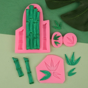 Bamboo and leaf silicone fondant mold set for DIY cake decorating and chocolate baking